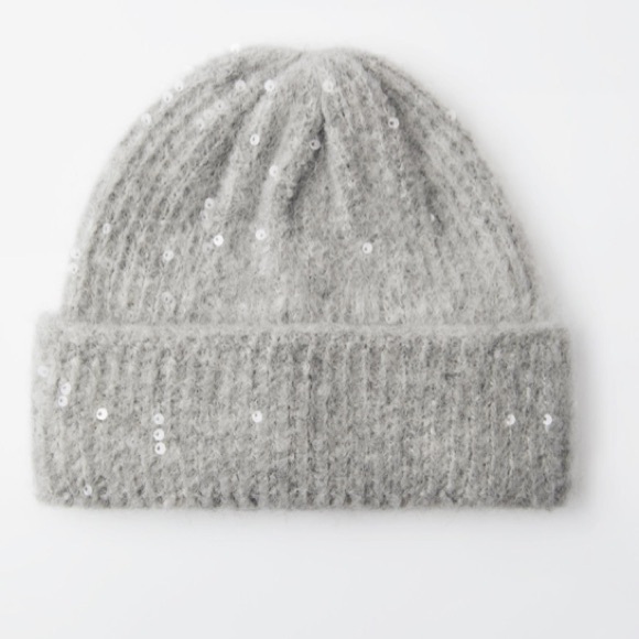 NWOT Zara Alpaca and Wool Blend Sequin Beanie Hat - Picture 4 of 6